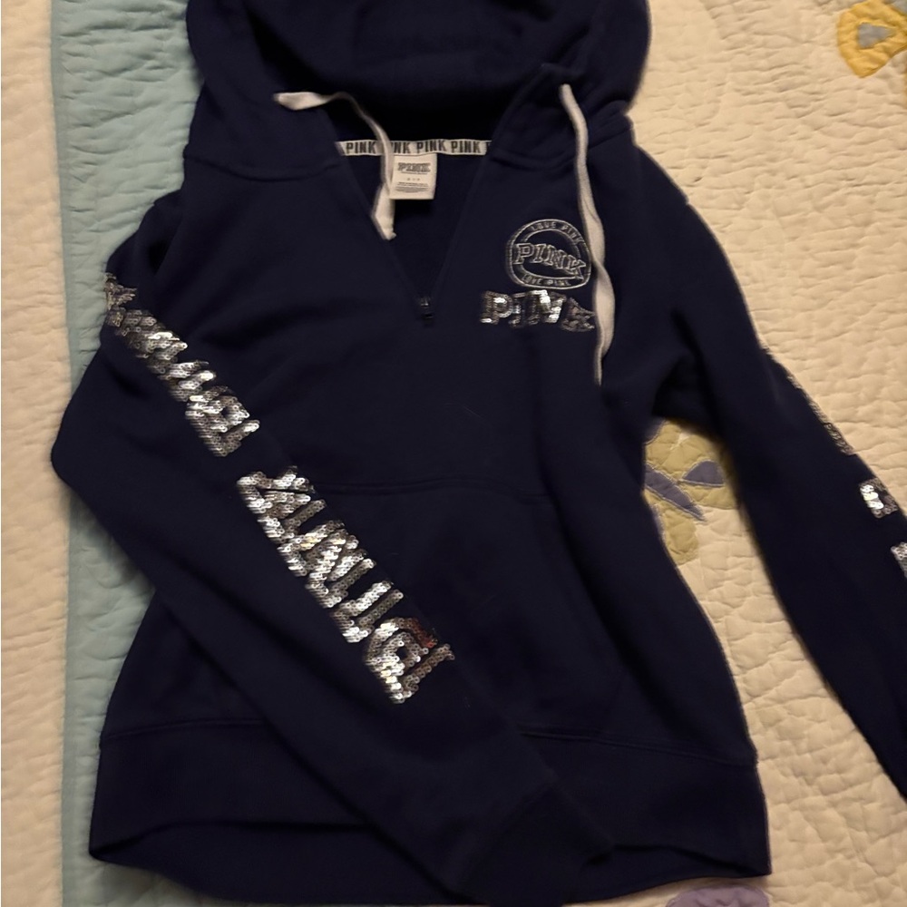PINK Victoria's Secret Dark purple Hoodie with Silver Accents